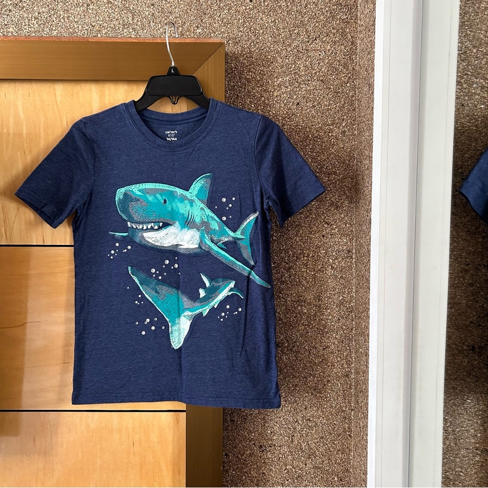 Carter’s boys navy blue shark short sleeve top